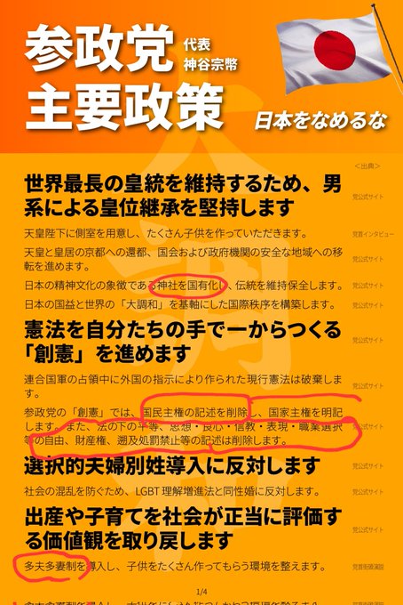 参政党の主要政策1