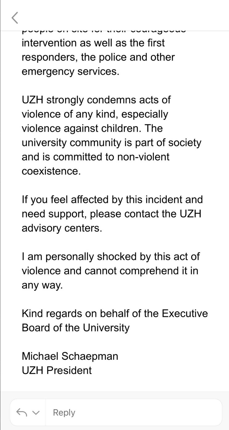 UZH President statement